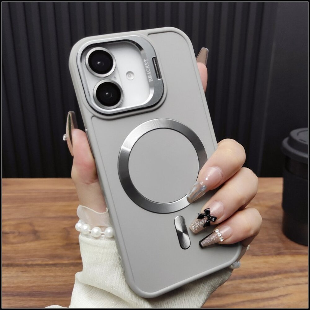 Light Gray Case with Magnetic Ring & Flip Camera Stand